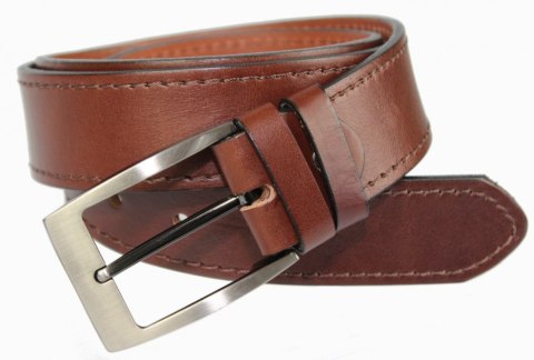 Pasek Męski Skórzany PAS-MAX (PL) Skóra Licowa 40 mm KASZTANOWY SZYTY CIENKĄ CZEKOLADOWĄ NITKĄ Pasek Męski Skórzany PAS-MAX (PL) Skóra Licowa 40 mm KASZTANOWY SZYTY CIENKĄ CZEKOLADOWĄ NITKĄ