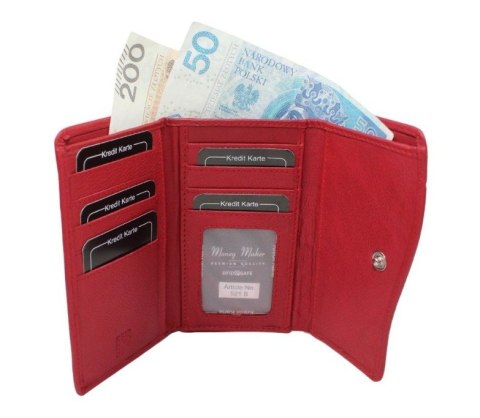 Portfel Damski Skórzany Money Maker 14cm Suwak I Klapka Skóra Naturalna 521B 14,5 x 9 x 3,5 [cm]