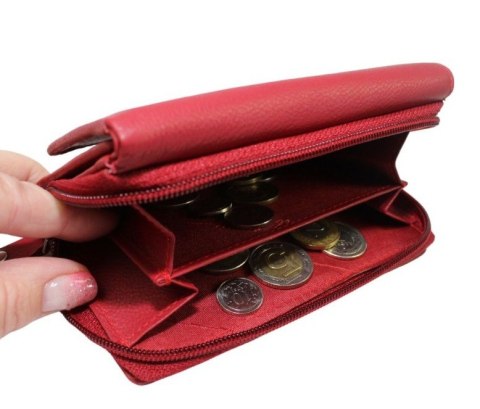 Portfel Damski Skórzany Money Maker 14cm Suwak I Klapka Skóra Naturalna 521B 14,5 x 9 x 3,5 [cm]