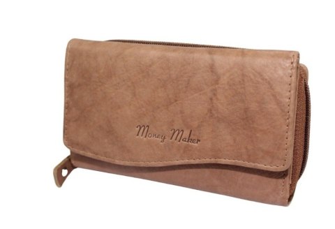 Portfel Damski Skórzany Money Maker 14cm Suwak I Klapka Skóra Naturalna 521B 14,5 x 9 x 3,5 [cm]
