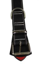 Solidna Obroża Dla Psa Czarna z Białą Nitką Skóra Naturalna 25 mm 41/51 cm WIREX (PL)