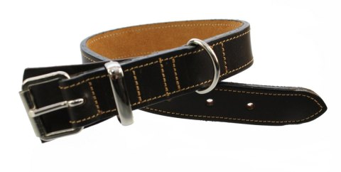 Solidna Obroża Dla Psa Czekoladowa z Beżową Nitką Skóra Naturalna 30 mm 43/53 [cm] HADA (PL)