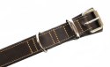 Solidna Obroża Dla Psa Czekoladowa z Beżową Nitką Skóra Naturalna 30 mm 43/53 [cm] HADA (PL)