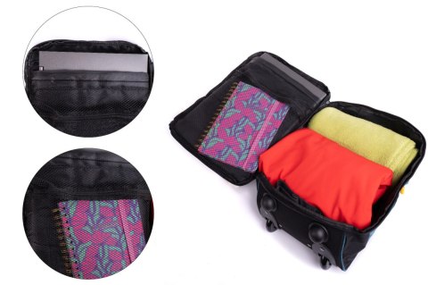 Solidna Poręczna Torba Podróżna Na kółkach Do Samolotu WIZZAIR RGL PL19 CZARNA 40 x 30 x 20 [cm]