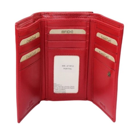 Portfel Damski Skórzany El Forest (PL) Skóra Bydlęca Klamra 14 cm RFID 948 47 GRANATOWY 14,5 x 9 x 2,5 [cm]