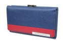 Portfel Damski Skórzany GREGORIO 14 cm Klamra i Klapka Skóra Naturalna FRZ-108 NIEBIESKI Z CZERWONYM 14 x 9 x 3,5 [cm]