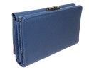 Portfel Damski Skórzany GREGORIO 14 cm Klamra i Klapka Skóra Naturalna FRZ-108 NIEBIESKI Z CZERWONYM 14 x 9 x 3,5 [cm]