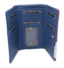Portfel Damski Skórzany GREGORIO 14 cm Klamra i Klapka Skóra Naturalna FRZ-108 NIEBIESKI Z CZERWONYM 14 x 9 x 3,5 [cm]