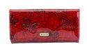 Portfel Damski Skórzany GREGORIO Długi Max Z Klamrą Lakierowany BTS-100 CZERWONY RFID 18,5 x 9,5 x 3,5 [cm]