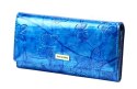 Portfel Damski Skórzany GREGORIO Długi Max Z Klamrą Lakierowany BTS-100 NIEBIESKI RFID 18,5 x 9,5 x 3,5 [cm]