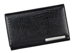 Portfel Damski Skórzany GREGORIO Duży Z Suwakiem Lakierowany RFID GF-112 CZARNY 15 x 10 x 4 [cm]