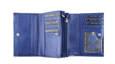 Portfel Damski Skórzany GREGORIO Duży Z Suwakiem Lakierowany RFID GF-112 CZARNY 15 x 10 x 4 [cm]