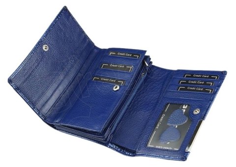 Portfel Damski Skórzany GREGORIO Duży Z Suwakiem Lakierowany RFID GF-112 CZARNY 15 x 10 x 4 [cm]