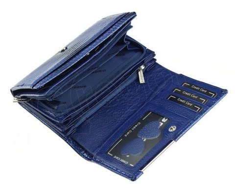 Portfel Damski Skórzany GREGORIO Duży Z Suwakiem Lakierowany RFID GF-112 CZARNY 15 x 10 x 4 [cm]