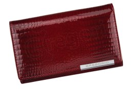 Portfel Damski Skórzany GREGORIO Duży Z Suwakiem Lakierowany RFID GF-112 CZERWONY 15 x 10 x 4 [cm]