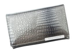 Portfel Damski Skórzany GREGORIO Duży Z Suwakiem Lakierowany RFID GF-112 SZARY 15 x 10 x 4 [cm]