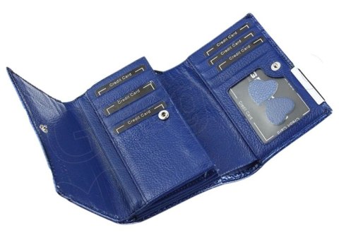 Portfel Damski Skórzany GREGORIO Duży Z Suwakiem Lakierowany RFID GF-112 SZARY 15 x 10 x 4 [cm]