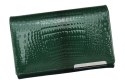 Portfel Damski Skórzany GREGORIO Duży Z Suwakiem Lakierowany RFID GF-112 ZIELONY 15 x 10 x 4 [cm]