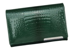 Portfel Damski Skórzany GREGORIO Duży Z Suwakiem Lakierowany RFID GF-112 ZIELONY 15 x 10 x 4 [cm]