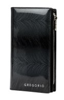 Portfel Damski Skórzany GREGORIO Lakierowany Długi Z Suwakiem Na Zewnątrz FF-124 CZARNY 19,5 x 10 x 3,5 [cm]