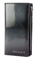 Portfel Damski Skórzany GREGORIO Lakierowany Długi Z Suwakiem Na Zewnątrz FF-124 CZARNY 19,5 x 10 x 3,5 [cm]