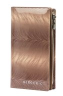 Portfel Damski Skórzany GREGORIO Lakierowany Długi Z Suwakiem Na Zewnątrz FF-124 KREMOWY 19,5 x 10 x 3,5 [cm]