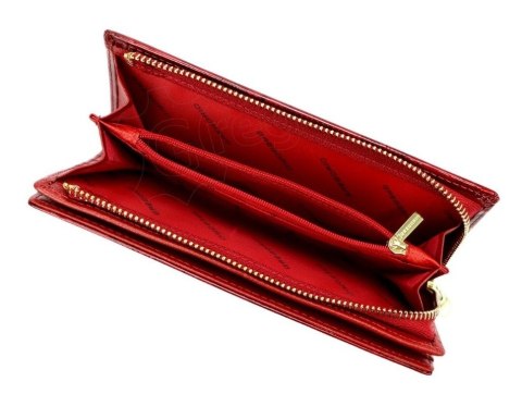 Portfel Damski Skórzany GREGORIO Lakierowany Długi Z Suwakiem Na Zewnątrz FF-124 ZIELONY 19,5 x 10 x 3,5 [cm]