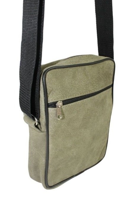 Skórzana Torba Na Ramię Pionowa GRETOS (PL) OLIWKOWA Listonoszka Z Klapką Na Rzep 25 x 18 x 8 [cm]