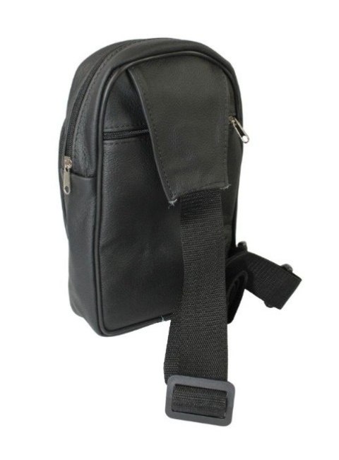 Torba Skórzana Na Ramię Nerka Noszona Na Skos GRETOS (PL) CZARNA Praktyczna I Wygodna 26 x 16 x 6 [cm]