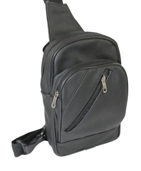 Torba Skórzana Na Ramię Nerka Noszona Na Skos GRETOS (PL) CZARNA Praktyczna I Wygodna 26 x 16 x 6 [cm]