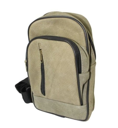 Torba Skórzana Na Ramię Nerka Noszona Na Skos GRETOS (PL) OLIWKOWA Praktyczna I Wygodna 27 x 17 x 5 [cm]