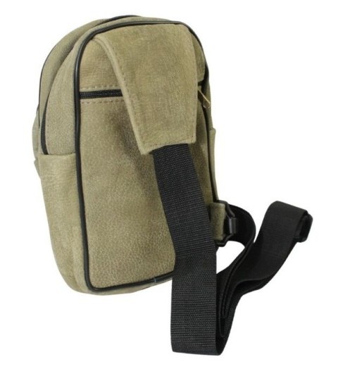 Torba Skórzana Na Ramię Nerka Noszona Na Skos GRETOS (PL) OLIWKOWA Praktyczna I Wygodna 27 x 17 x 5 [cm]