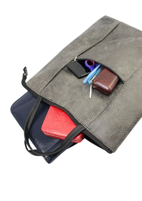 Torebka Na Zakupy Antoszczyk (PL) MARTA Ze Skóry Naturalnej Model Duży 41 x 38 x 8 [cm] BRĄZOWY Z CZARNYM