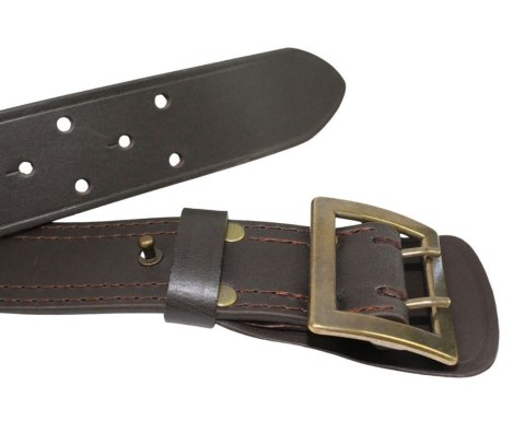 Wojskowy Pas Męski Skórzany OFICER HADA (PL) Skóra Licowa CZEKOLADOWY MOSIĘŻNA KLAMRA Super Wytrzymały Z Płytką Gładki P45B Wojskowy Pas Męski Skórzany OFICER HADA (PL) Skóra Licowa CZEKOLADOWY MOSIĘŻNA KLAMRA Super Wytrzymały Z Płytką Gładki P45B