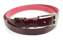 Pasek Damski Skórzany PAS-MAX (PL) Skóra Licowa EXTRA Gładki 25 mm CZEREŚNIOWY k61