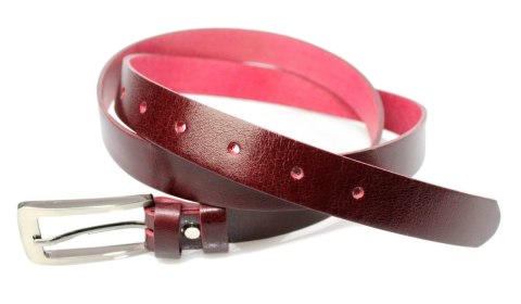 Pasek Damski Skórzany PAS-MAX (PL) Skóra Licowa EXTRA Gładki 25 mm CZEREŚNIOWY k61 Pasek Damski Skórzany PAS-MAX (PL) Skóra Licowa EXTRA Gładki 25 mm CZEREŚNIOWY k61