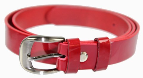 Pasek Damski Skórzany PAS-MAX (PL) Skóra Licowa EXTRA Gładki 25 mm Lakierowany CIEMNY CZERWONY Pasek Damski Skórzany PAS-MAX (PL) Skóra Licowa EXTRA Gładki 25 mm Lakierowany CIEMNY CZERWONY