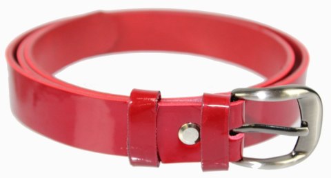 Pasek Damski Skórzany PAS-MAX (PL) Skóra Licowa EXTRA Gładki 25 mm Lakierowany CIEMNY CZERWONY Pasek Damski Skórzany PAS-MAX (PL) Skóra Licowa EXTRA Gładki 25 mm Lakierowany CIEMNY CZERWONY