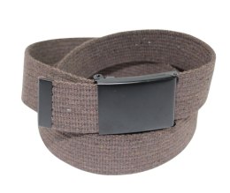 Pasek Parciany PolskaGalanteria Bawełniany PARCIAK 40 mm Z CZARNĄ Bezniklową Klamrą Zatrzaskową CZEKOLADOWY Szeroki