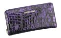 Portfel Damski Skóra Naturalna Lakierowana GREGORIO Duży Z Metalowym Suwakiem Piórnik FS 119 FIOLETOWY 19.5 x 10.5 x 2 [cm]