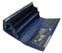 Portfel Damski Skórzany GREGORIO Długi Max Z Klamrą Lakierowany FS-100 NIEBIESKI RFID 18,5 x 9,5 x 3,5 [cm]