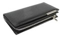 Portfel Damski Skórzany GREGORIO Lakierowany Długi Z Suwakiem Na Zewnątrz BC-124 CZARNY 19,5 x 10 x 3,5 [cm]