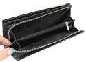 Portfel Damski Skórzany GREGORIO Lakierowany Długi Z Suwakiem Na Zewnątrz BC-124 CZARNY 19,5 x 10 x 3,5 [cm]