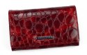 Portfel Damski Skórzany GREGORIO Średni Z Klamrą Lakierowany FZ-101 CZERWONY 15,5 x 9,5 x 4 [cm]