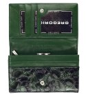 Portfel Damski Skórzany GREGORIO Średni Z Klamrą Lakierowany FZ-101 SZARY 15,5 x 9,5 x 4 [cm]