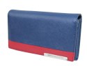Portfel Damski Skórzany GREGORIO Średni Z Klamrą FRZ-101 NIEBIESKI/CZERWONY 15,5 x 9,5 x 4 [cm]
