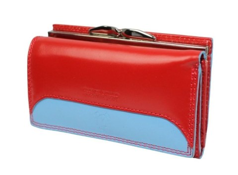 Portfel Damski Skórzany Harvey Miller Skóra Bydlęca Klamra 14 cm  PL10 CZERWONY 14,5 x 9 x 3,5 [cm]