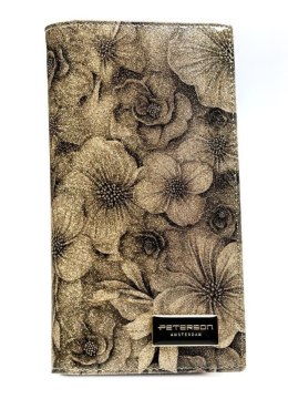 Portfel Damski Skórzany Peterson Lakierowany Długi Z Suwakiem Na Zewnątrz PTN-PS1431 ZŁOTY 19,5 x 10 x 3,5 [cm]