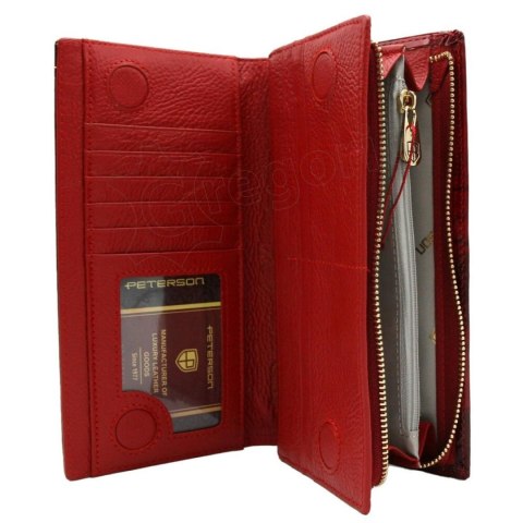 Portfel Damski Skórzany Peterson Lakierowany Długi Z Suwakiem Na Zewnątrz PTN-PS1431 ZŁOTY 19,5 x 10 x 3,5 [cm]