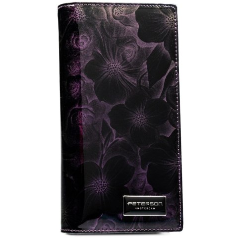 Portfel Damski Skórzany Peterson Lakierowany Długi Z Suwakiem Na Zewnątrz RFID PTN-PS1431 FIOLETOWY 19,5 x 10 x 3,5 [cm]